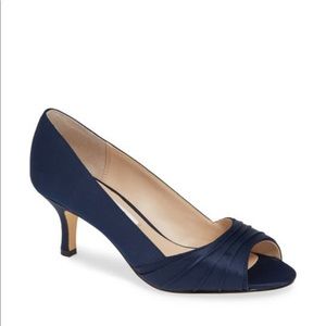 Navy Satin Chezare Nina pumps